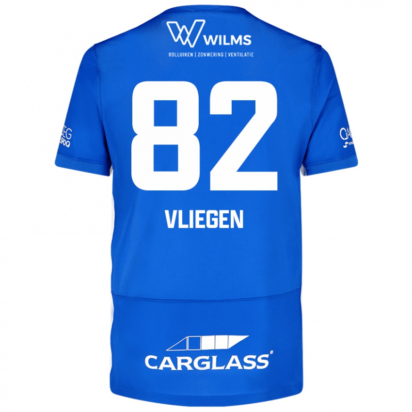 Enfant Maillot Olivier Vliegen #82 Bleu Tenues Domicile 2024/25 T-Shirt Belgique