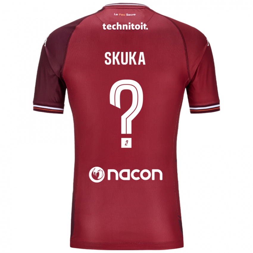 Kinderen Xhuliano Skuka #0 Rood Granata Thuisshirt Thuistenue 2024/25 T-Shirt België