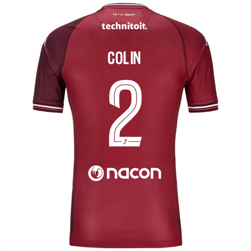 Kinderen Maxime Colin #2 Rood Granata Thuisshirt Thuistenue 2024/25 T-Shirt België