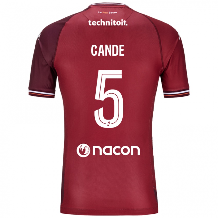 Kinderen Fali Candé #5 Rood Granata Thuisshirt Thuistenue 2024/25 T-Shirt België