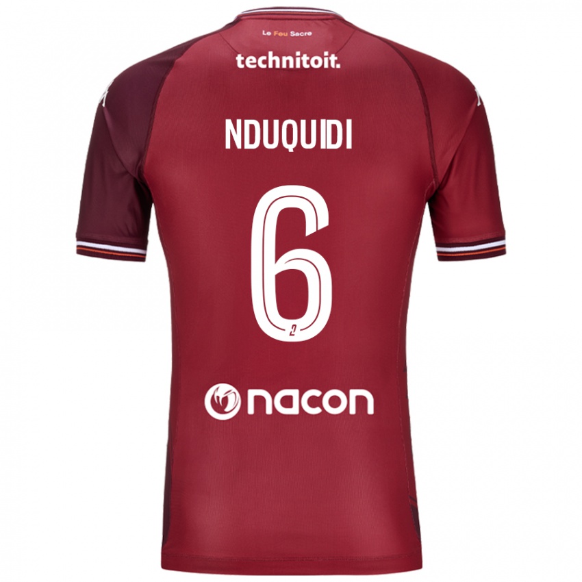 Kinderen Joseph Nduquidi #6 Rood Granata Thuisshirt Thuistenue 2024/25 T-Shirt België