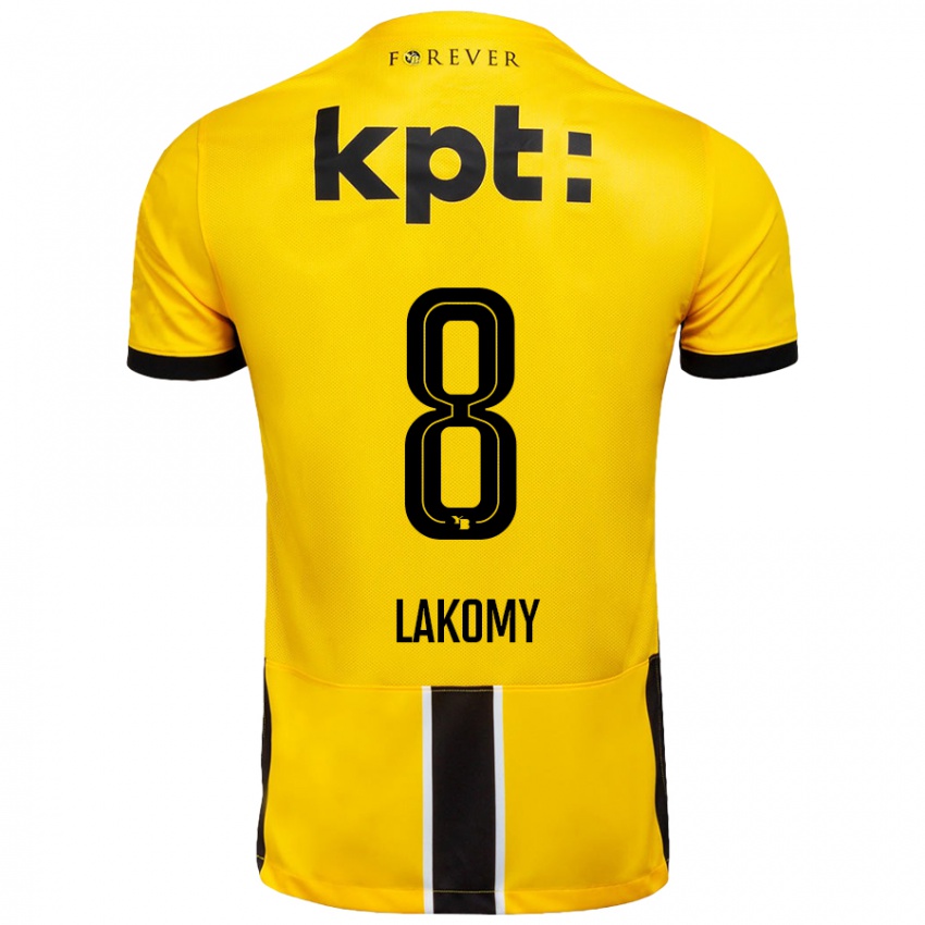 Enfant Maillot Lukasz Lakomy #8 Jaune Noir Tenues Domicile 2024/25 T-Shirt Belgique