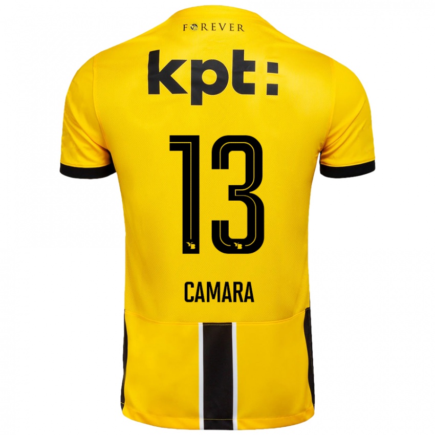 Enfant Maillot Mohamed Camara #13 Jaune Noir Tenues Domicile 2024/25 T-Shirt Belgique