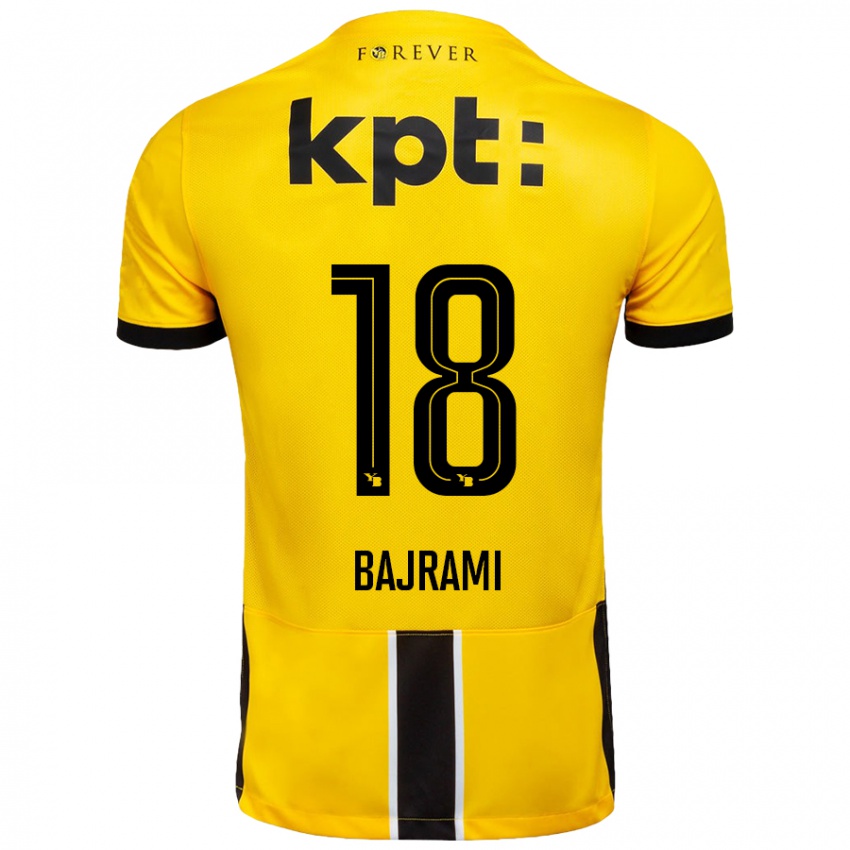 Enfant Maillot Ardian Bajrami #18 Jaune Noir Tenues Domicile 2024/25 T-Shirt Belgique