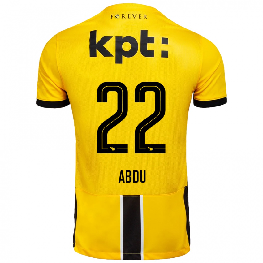 Enfant Maillot Abdu Conté #22 Jaune Noir Tenues Domicile 2024/25 T-Shirt Belgique