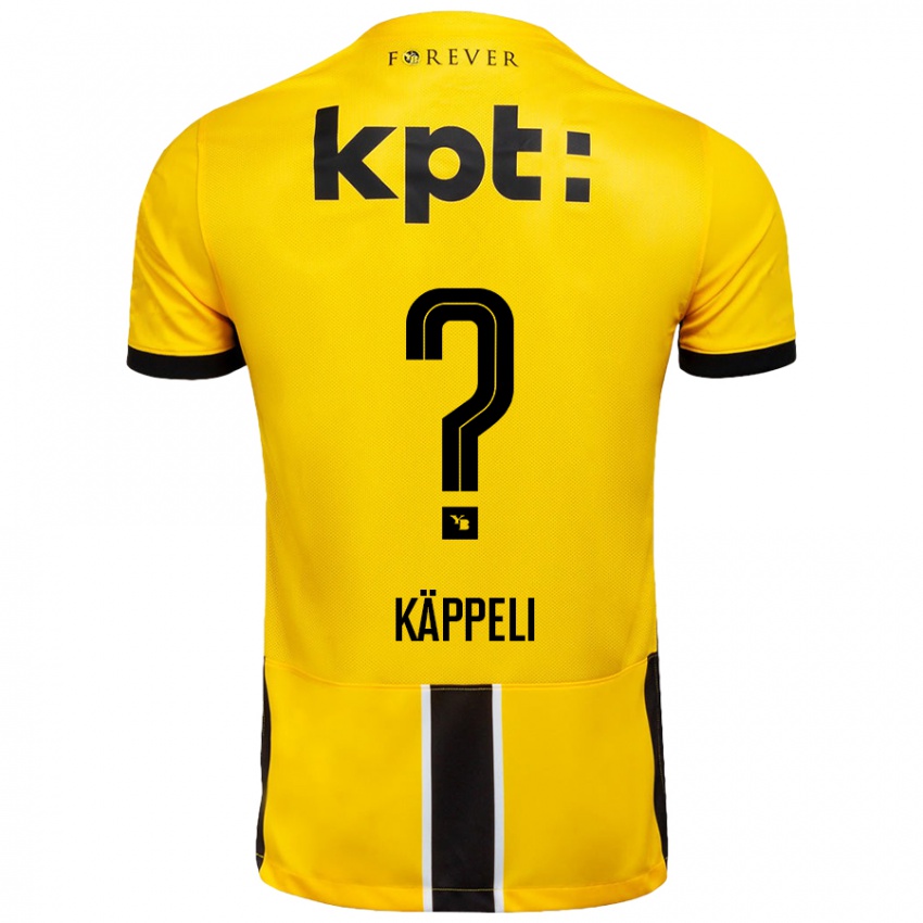 Enfant Maillot Cuno Käppeli #0 Jaune Noir Tenues Domicile 2024/25 T-Shirt Belgique