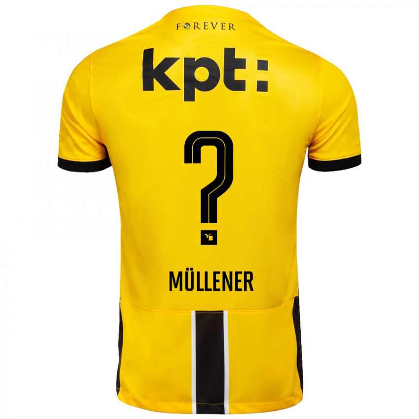 Enfant Maillot Mika Müllener #0 Jaune Noir Tenues Domicile 2024/25 T-Shirt Belgique