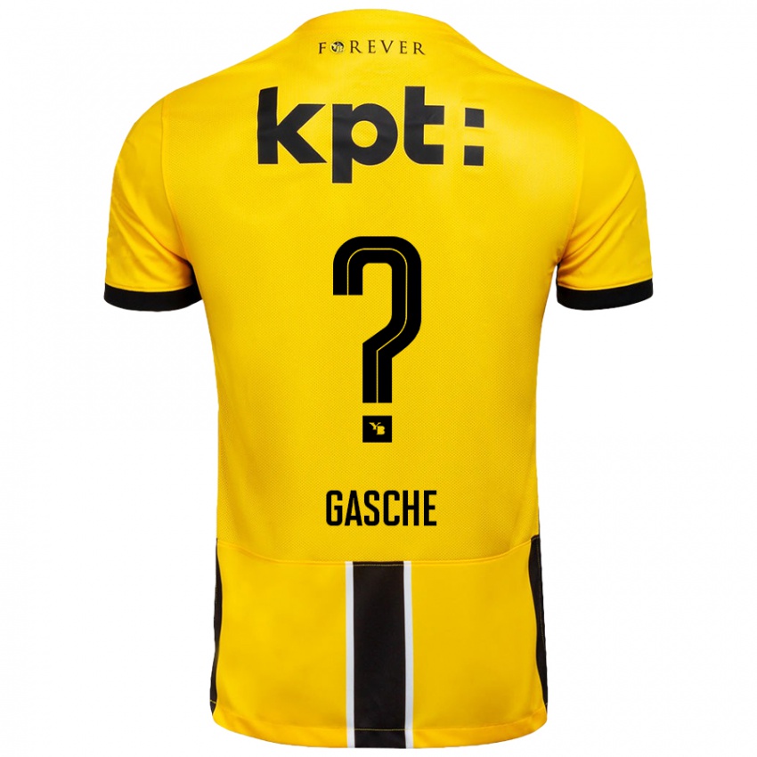 Enfant Maillot Bastian Gasche #0 Jaune Noir Tenues Domicile 2024/25 T-Shirt Belgique