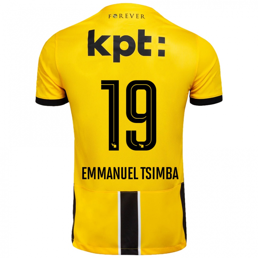 Enfant Maillot Felix Emmanuel Tsimba #19 Jaune Noir Tenues Domicile 2024/25 T-Shirt Belgique