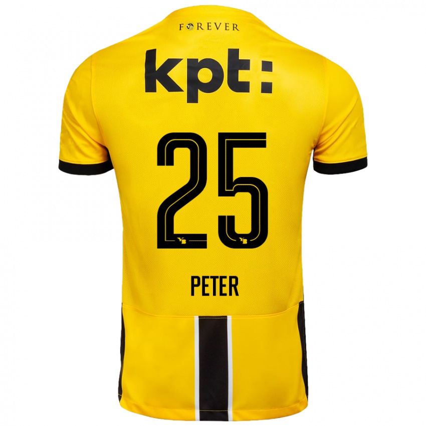 Enfant Maillot Luc Peter #25 Jaune Noir Tenues Domicile 2024/25 T-Shirt Belgique