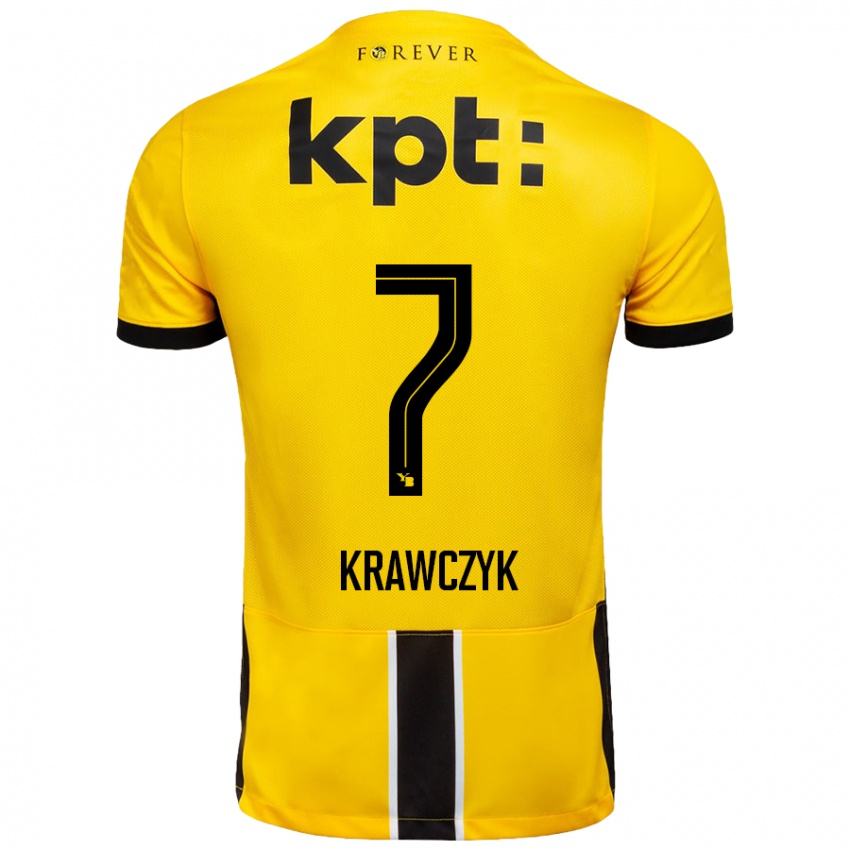 Enfant Maillot Caroline Krawczyk #7 Jaune Noir Tenues Domicile 2024/25 T-Shirt Belgique