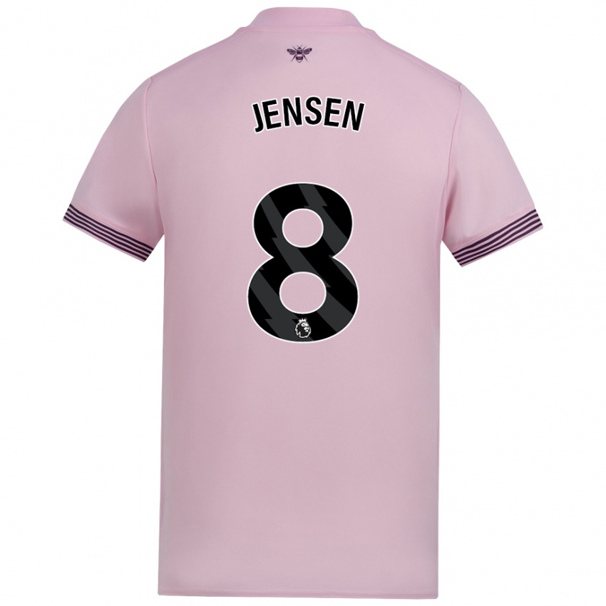 Enfant Maillot Mathias Jensen #8 Rose Tenues Extérieur 2024/25 T-Shirt Belgique