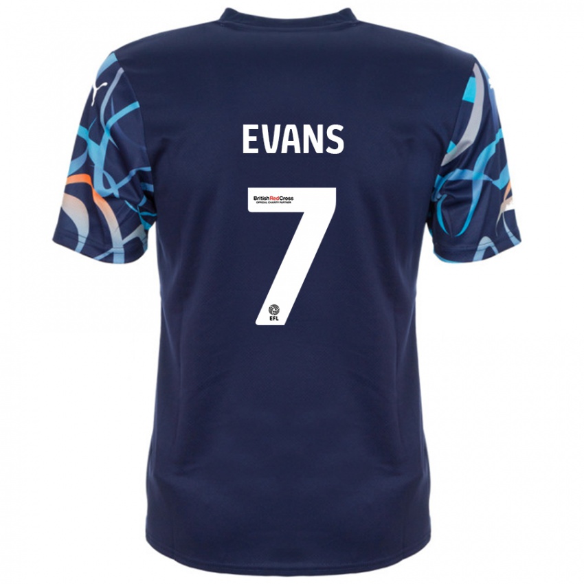 Kinderen Lee Evans #7 Marineblauw Uitshirt Uittenue 2024/25 T-Shirt België