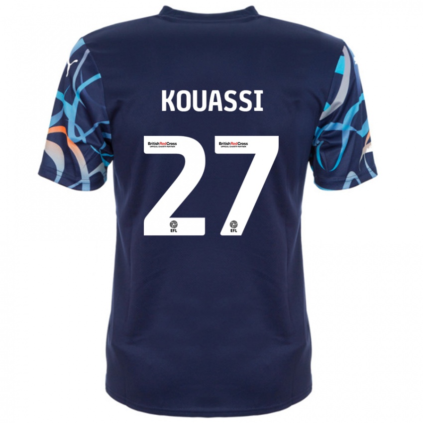 Kinderen Kylian Kouassi #27 Marineblauw Uitshirt Uittenue 2024/25 T-Shirt België