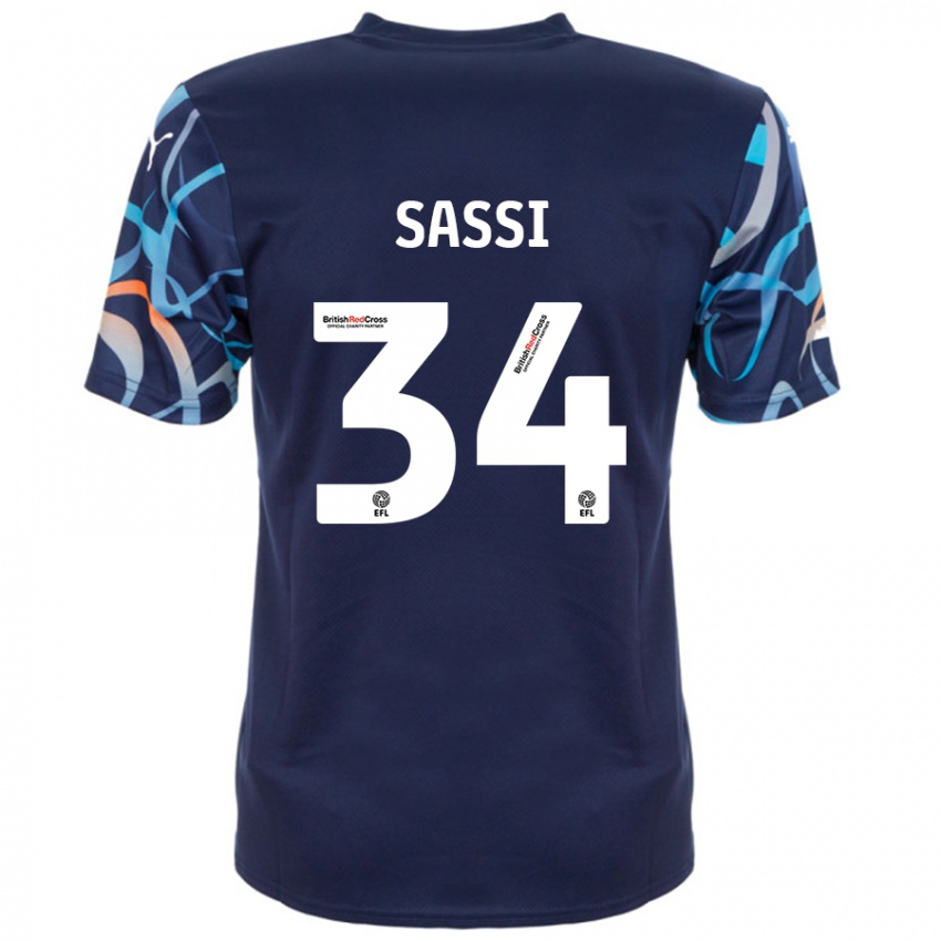 Kinderen Dan Sassi #34 Marineblauw Uitshirt Uittenue 2024/25 T-Shirt België