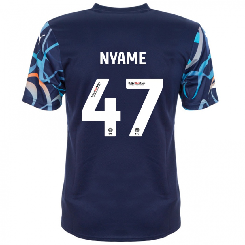 Kinderen Josh Nyame #47 Marineblauw Uitshirt Uittenue 2024/25 T-Shirt België