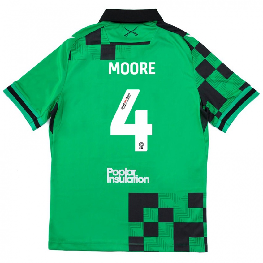 Enfant Maillot Taylor Moore #4 Vert Noir Tenues Extérieur 2024/25 T-Shirt Belgique