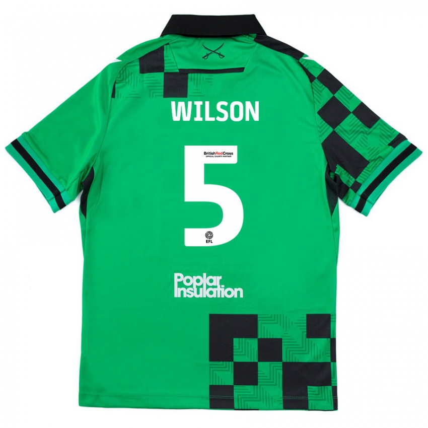 Enfant Maillot James Wilson #5 Vert Noir Tenues Extérieur 2024/25 T-Shirt Belgique