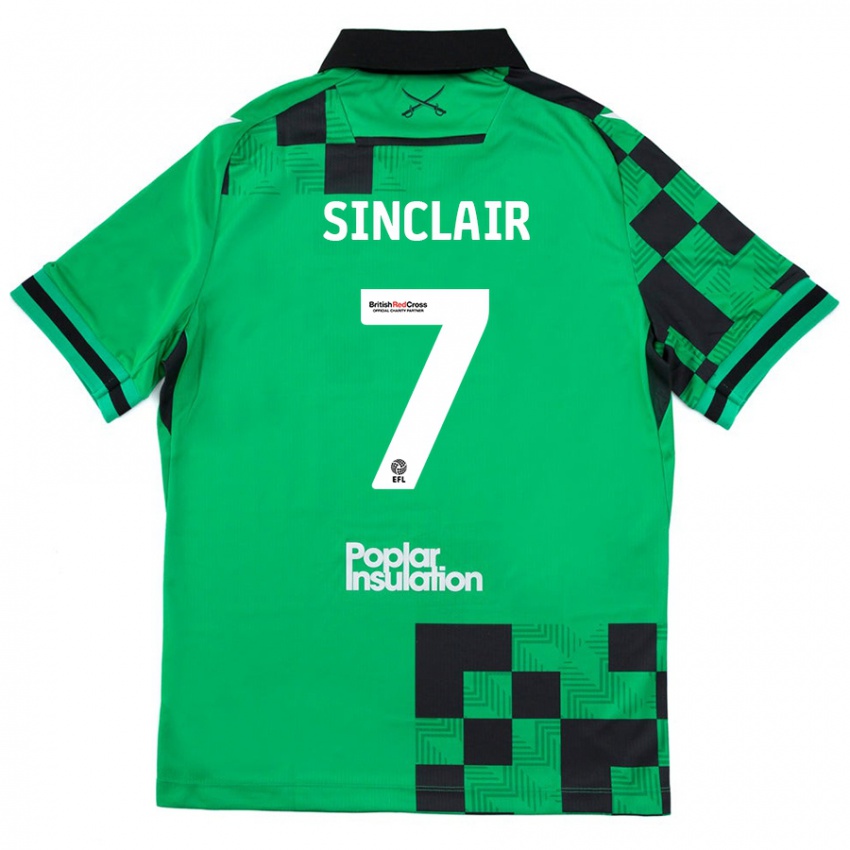 Enfant Maillot Scott Sinclair #7 Vert Noir Tenues Extérieur 2024/25 T-Shirt Belgique