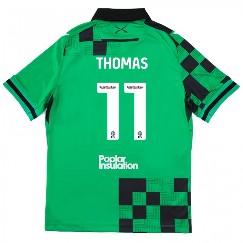 Enfant Maillot Luke Thomas #11 Vert Noir Tenues Extérieur 2024/25 T-Shirt Belgique