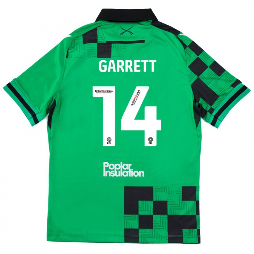 Enfant Maillot Jake Garrett #14 Vert Noir Tenues Extérieur 2024/25 T-Shirt Belgique