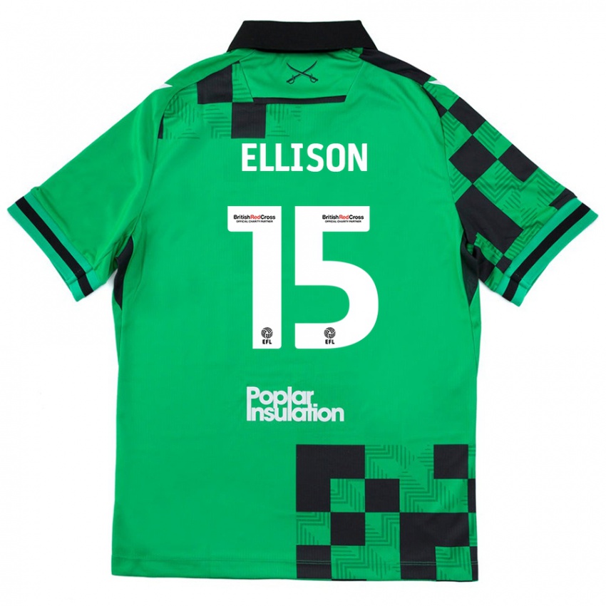 Enfant Maillot Dan Ellison #15 Vert Noir Tenues Extérieur 2024/25 T-Shirt Belgique