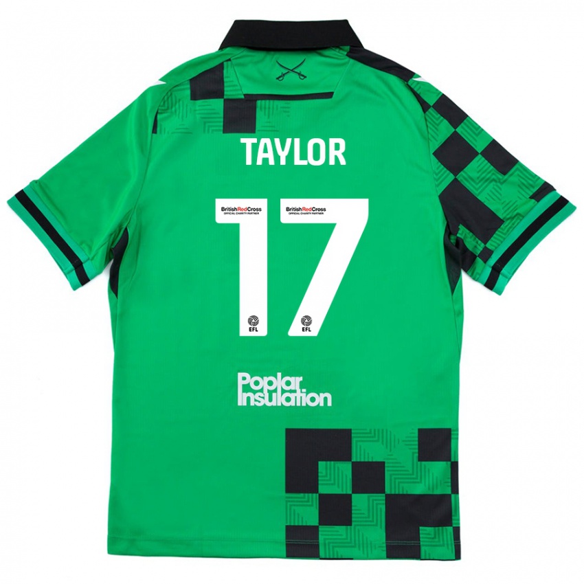 Enfant Maillot Connor Taylor #17 Vert Noir Tenues Extérieur 2024/25 T-Shirt Belgique