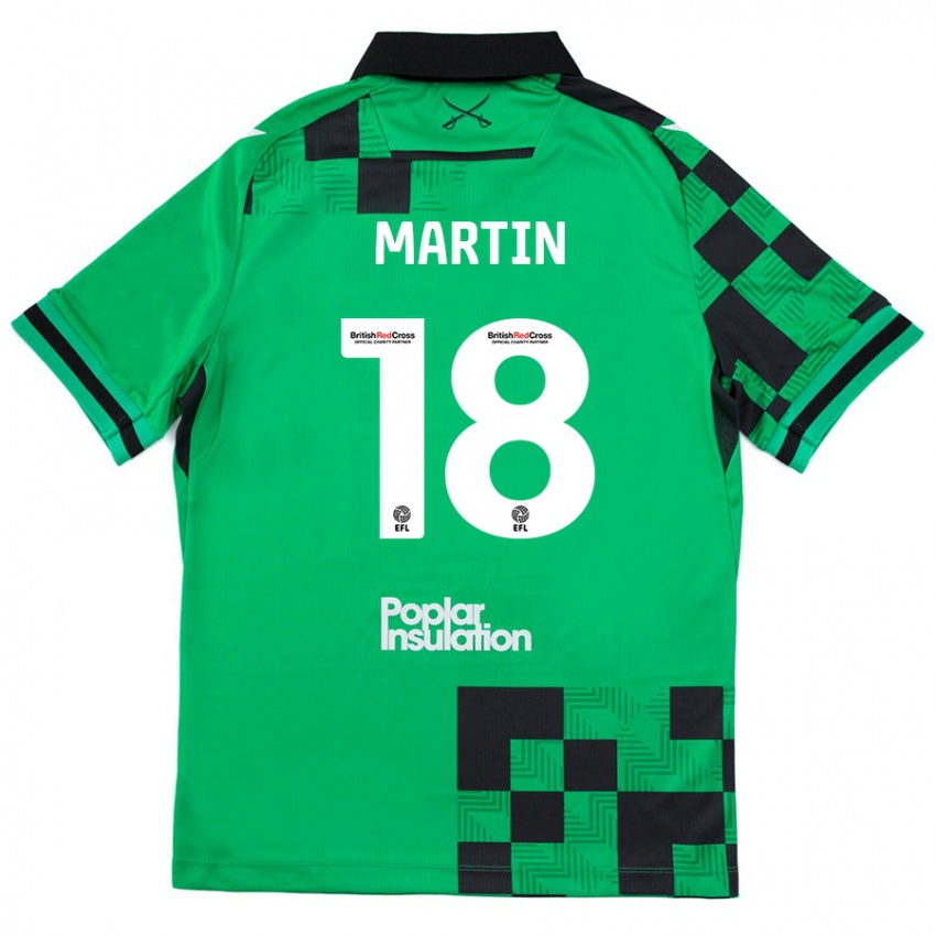 Enfant Maillot Chris Martin #18 Vert Noir Tenues Extérieur 2024/25 T-Shirt Belgique