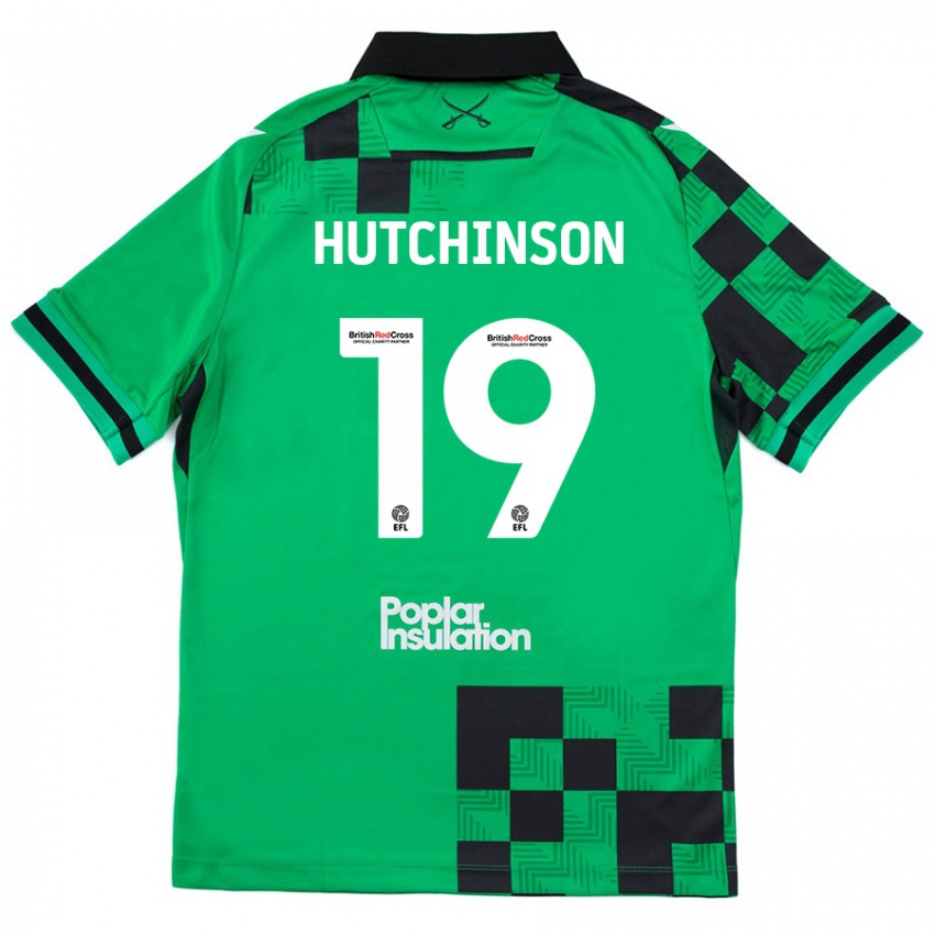 Enfant Maillot Isaac Hutchinson #19 Vert Noir Tenues Extérieur 2024/25 T-Shirt Belgique