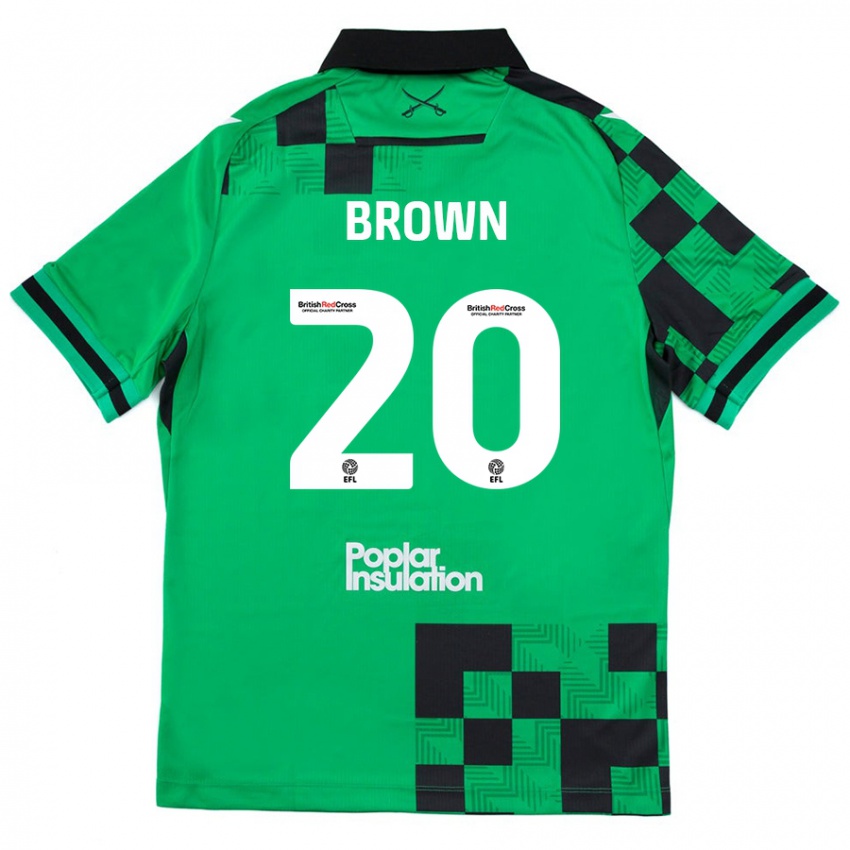 Enfant Maillot Jevani Brown #20 Vert Noir Tenues Extérieur 2024/25 T-Shirt Belgique