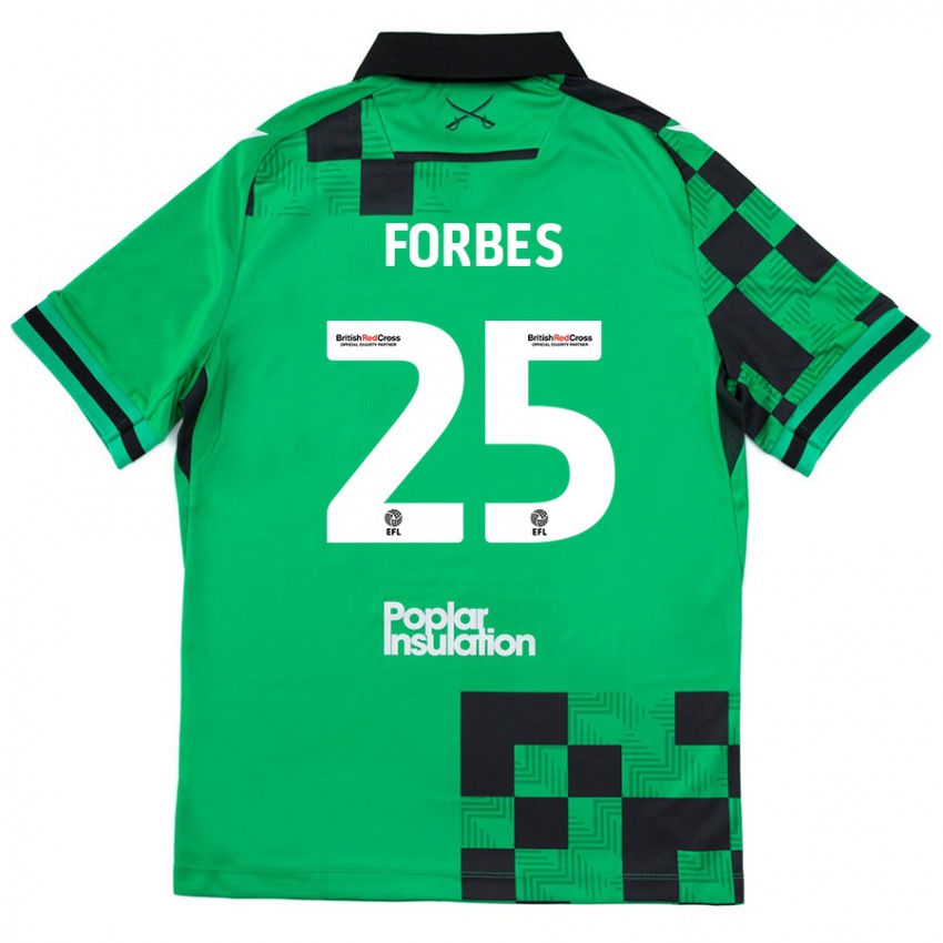 Enfant Maillot Michael Forbes #25 Vert Noir Tenues Extérieur 2024/25 T-Shirt Belgique