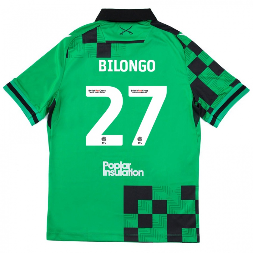 Enfant Maillot Bryant Bilongo #27 Vert Noir Tenues Extérieur 2024/25 T-Shirt Belgique