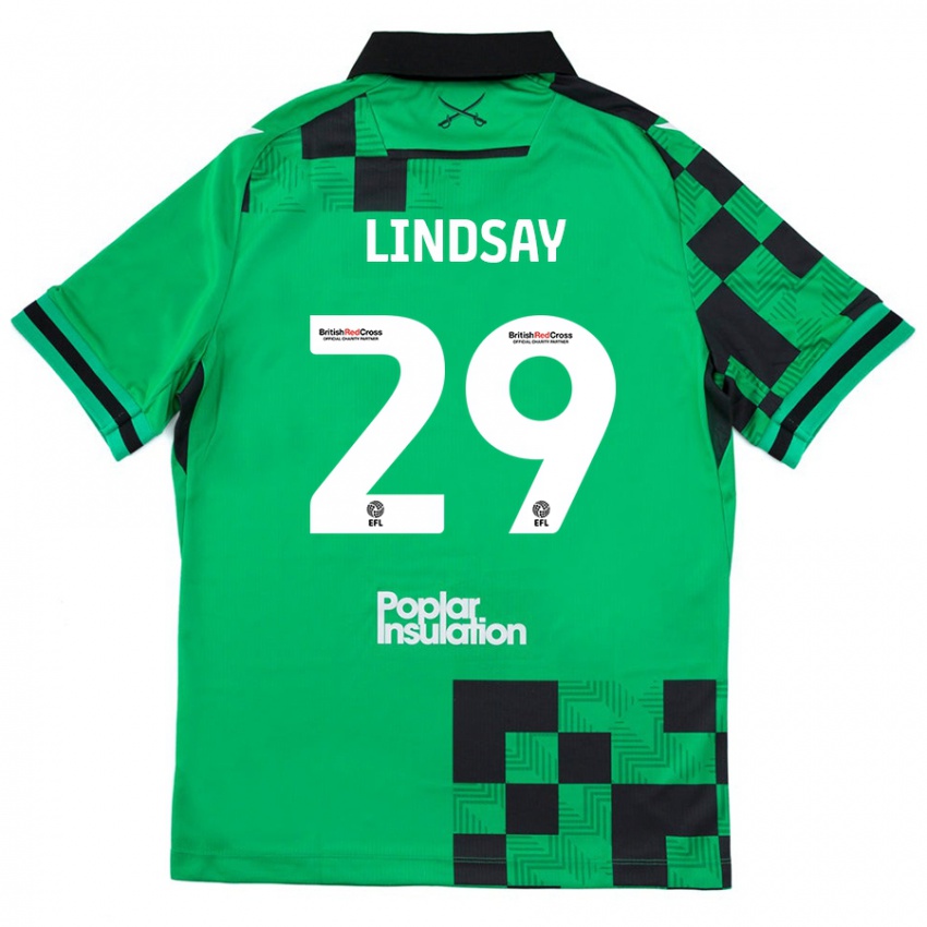 Enfant Maillot Jamie Lindsay #29 Vert Noir Tenues Extérieur 2024/25 T-Shirt Belgique