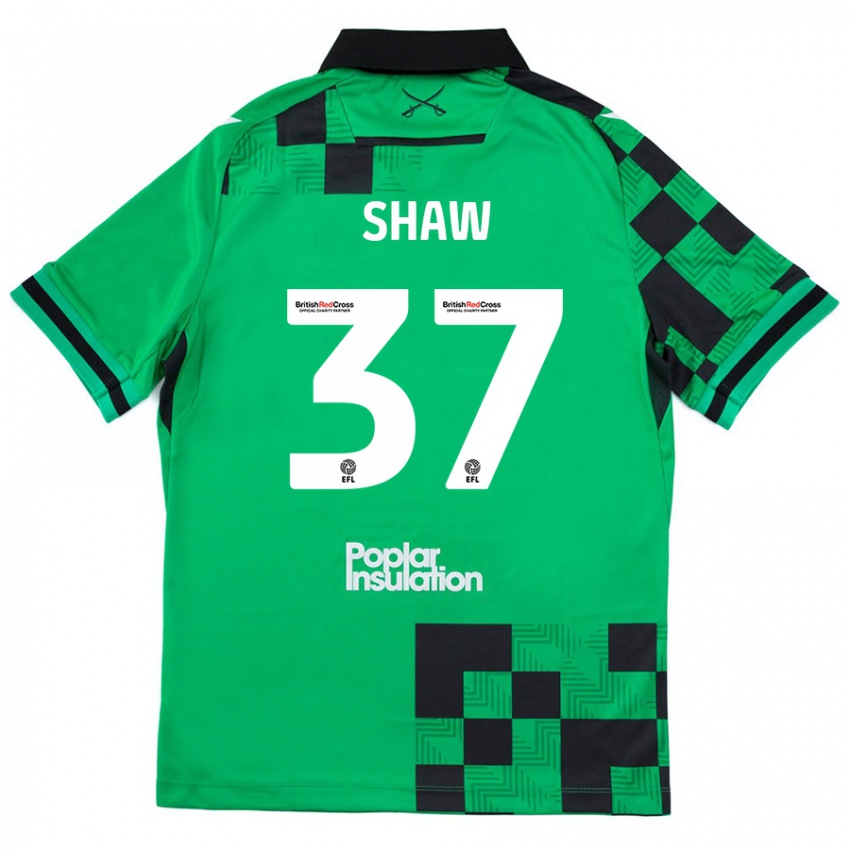 Enfant Maillot Kofi Shaw #37 Vert Noir Tenues Extérieur 2024/25 T-Shirt Belgique