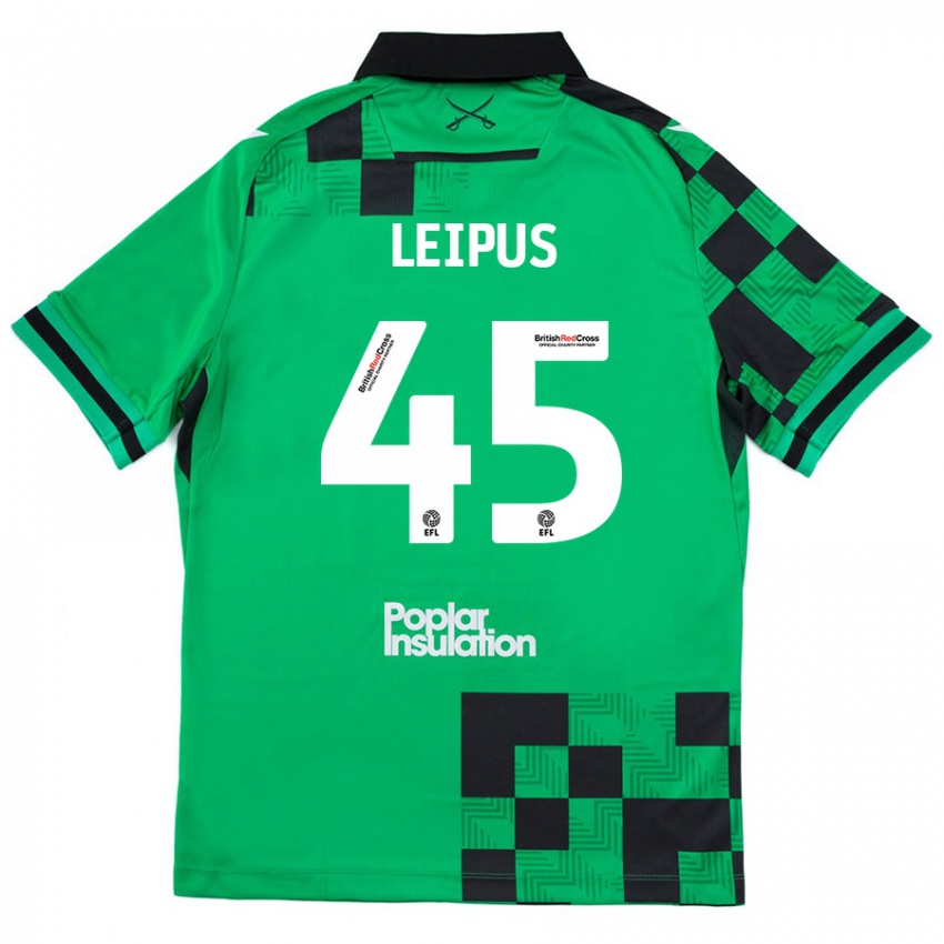 Enfant Maillot Brooklyn Leipus #45 Vert Noir Tenues Extérieur 2024/25 T-Shirt Belgique