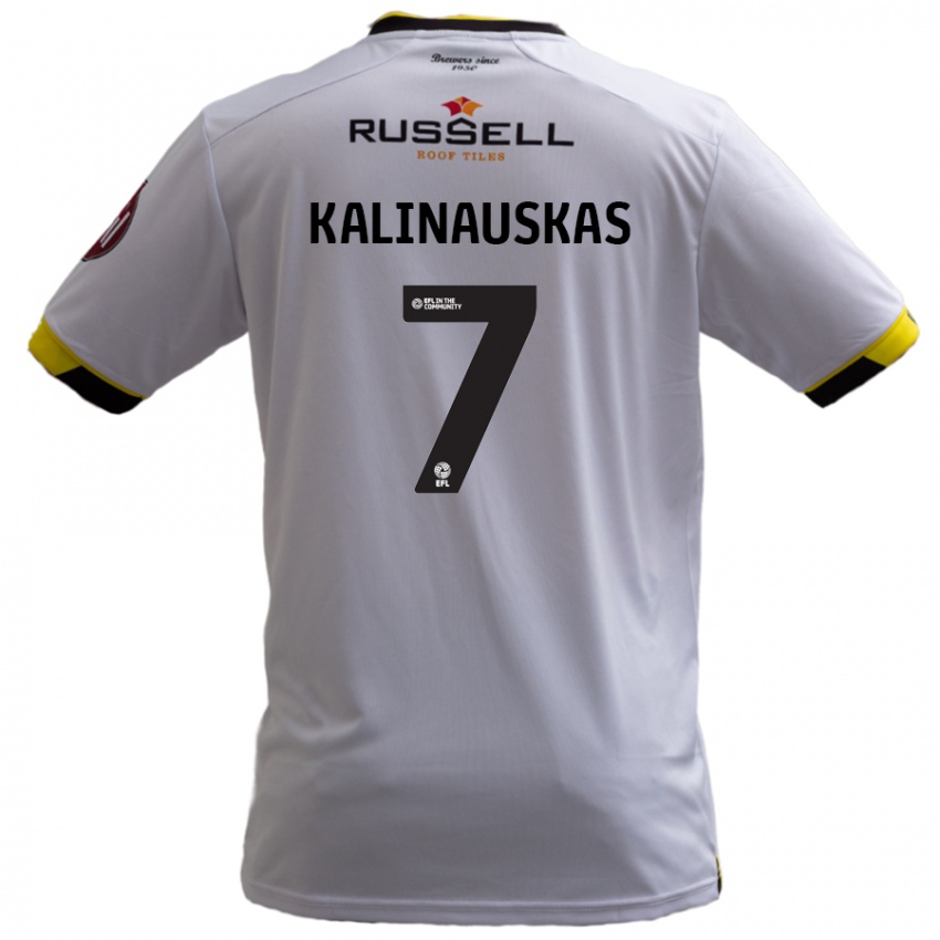 Enfant Maillot Tomas Kalinauskas #7 Blanc Tenues Extérieur 2024/25 T-Shirt Belgique