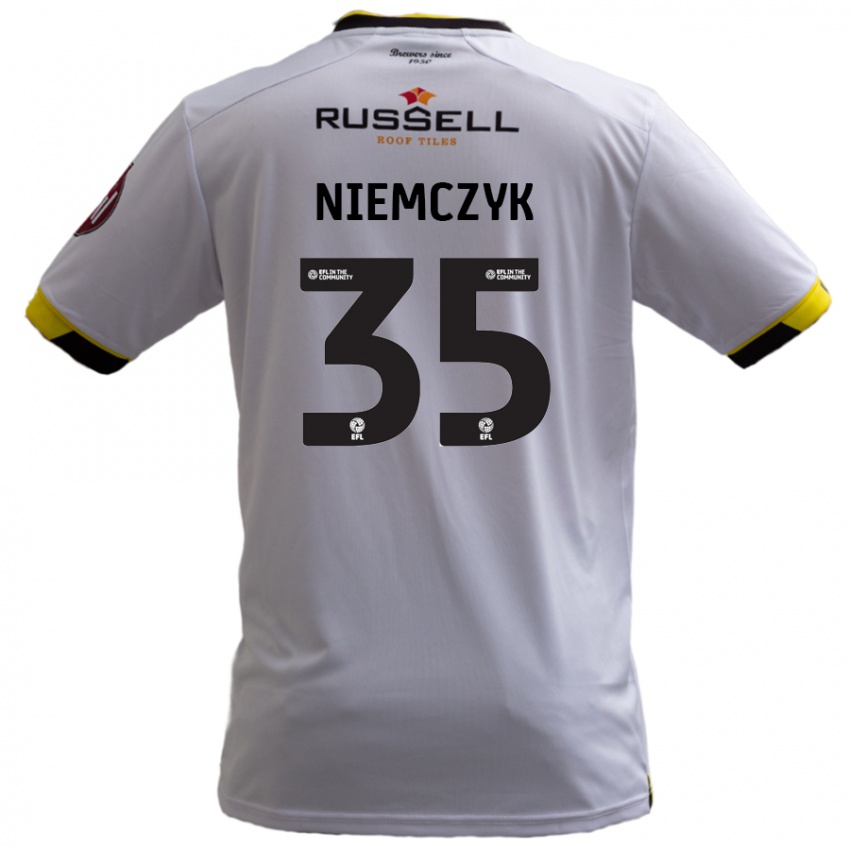 Enfant Maillot Jakub Niemczyk #35 Blanc Tenues Extérieur 2024/25 T-Shirt Belgique