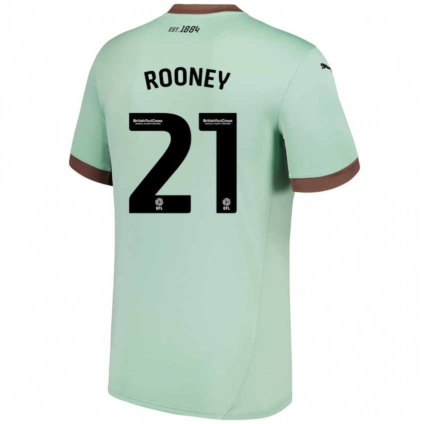 Kinderen Jake Rooney #21 Lichtgroen Uitshirt Uittenue 2024/25 T-Shirt België