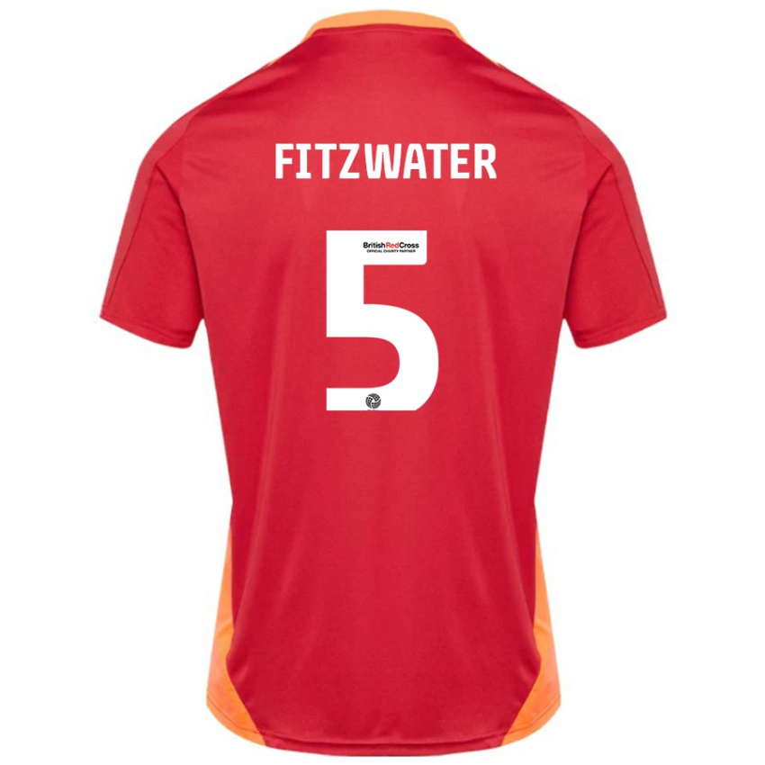 Enfant Maillot Jack Fitzwater #5 Bleu Blanc Cassé Tenues Extérieur 2024/25 T-Shirt Belgique