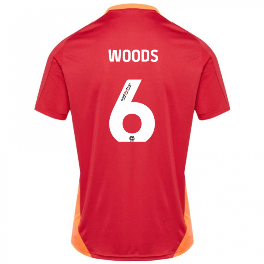 Enfant Maillot Ryan Woods #6 Bleu Blanc Cassé Tenues Extérieur 2024/25 T-Shirt Belgique