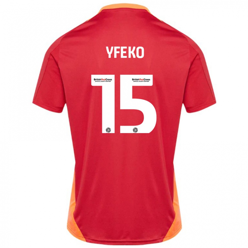 Enfant Maillot Johnly Yfeko #15 Bleu Blanc Cassé Tenues Extérieur 2024/25 T-Shirt Belgique