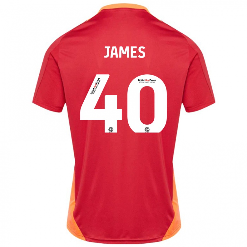 Enfant Maillot Ed James #40 Bleu Blanc Cassé Tenues Extérieur 2024/25 T-Shirt Belgique