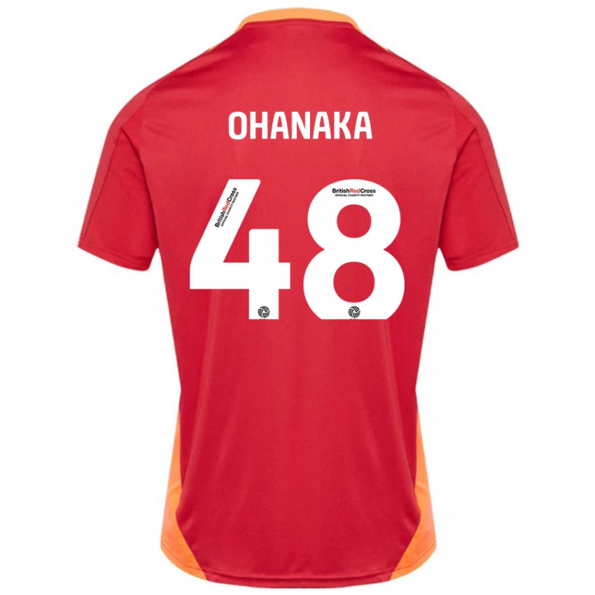 Enfant Maillot Santino Ohanaka #48 Bleu Blanc Cassé Tenues Extérieur 2024/25 T-Shirt Belgique