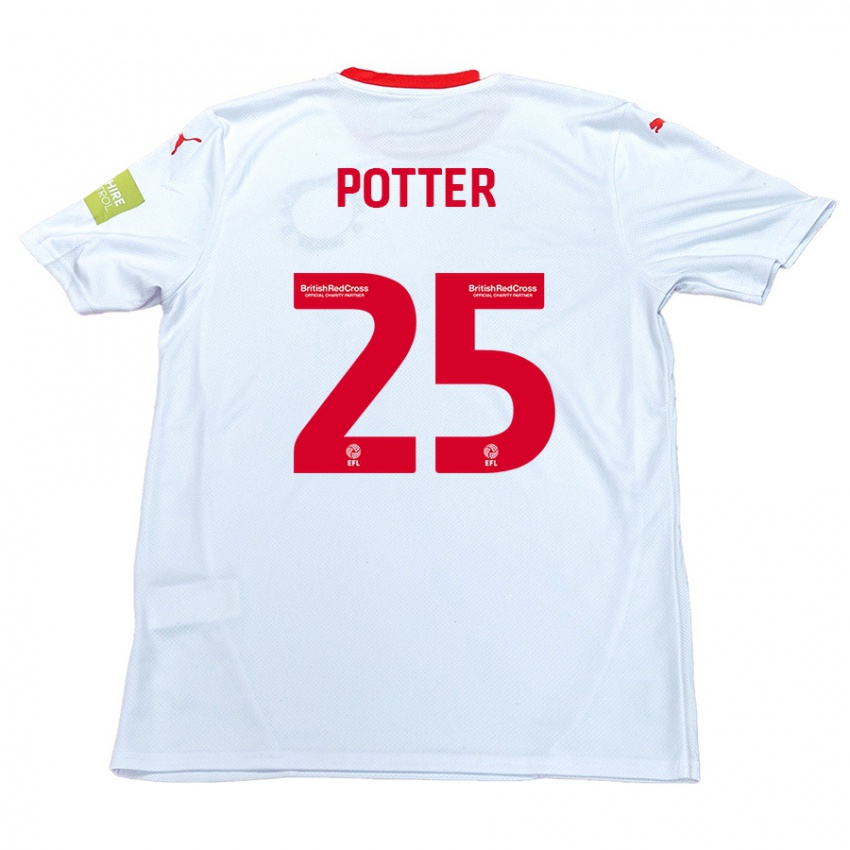 Enfant Maillot Finley Potter #25 Blanc Tenues Extérieur 2024/25 T-Shirt Belgique