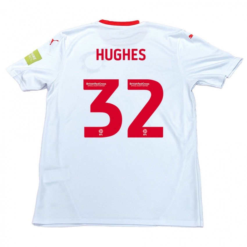 Enfant Maillot Kayden Hughes #32 Blanc Tenues Extérieur 2024/25 T-Shirt Belgique