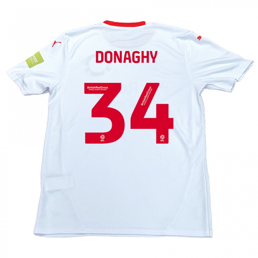 Enfant Maillot Tom Donaghy #34 Blanc Tenues Extérieur 2024/25 T-Shirt Belgique