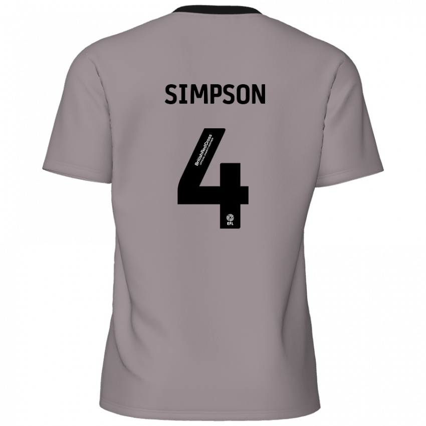 Enfant Maillot Jack Simpson #4 Gris Tenues Extérieur 2024/25 T-Shirt Belgique