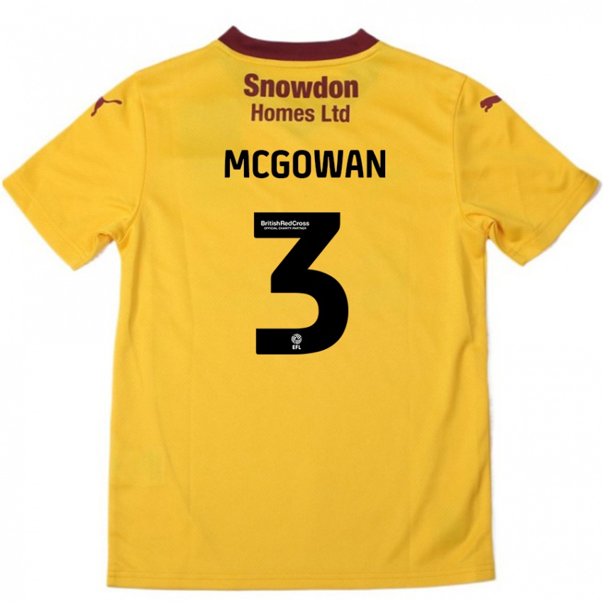 Kinderen Aaron Mcgowan #3 Oranje Bordeauxrood Uitshirt Uittenue 2024/25 T-Shirt België