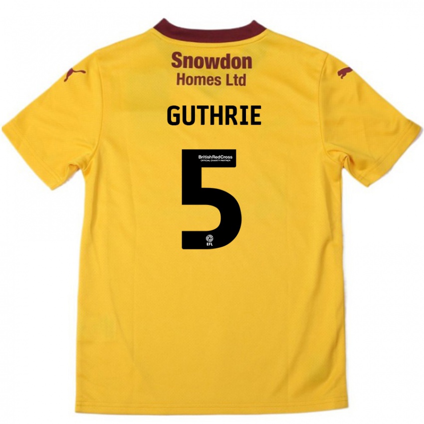 Kinderen Jon Guthrie #5 Oranje Bordeauxrood Uitshirt Uittenue 2024/25 T-Shirt België