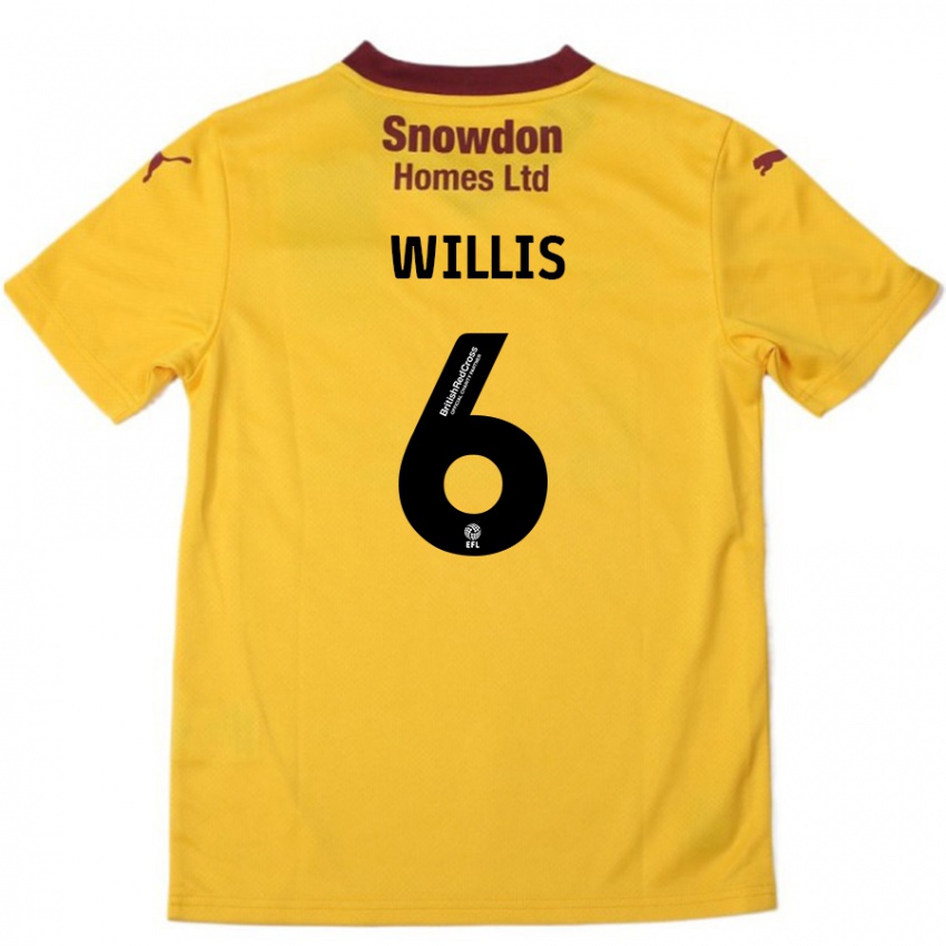 Kinderen Jordan Willis #6 Oranje Bordeauxrood Uitshirt Uittenue 2024/25 T-Shirt België